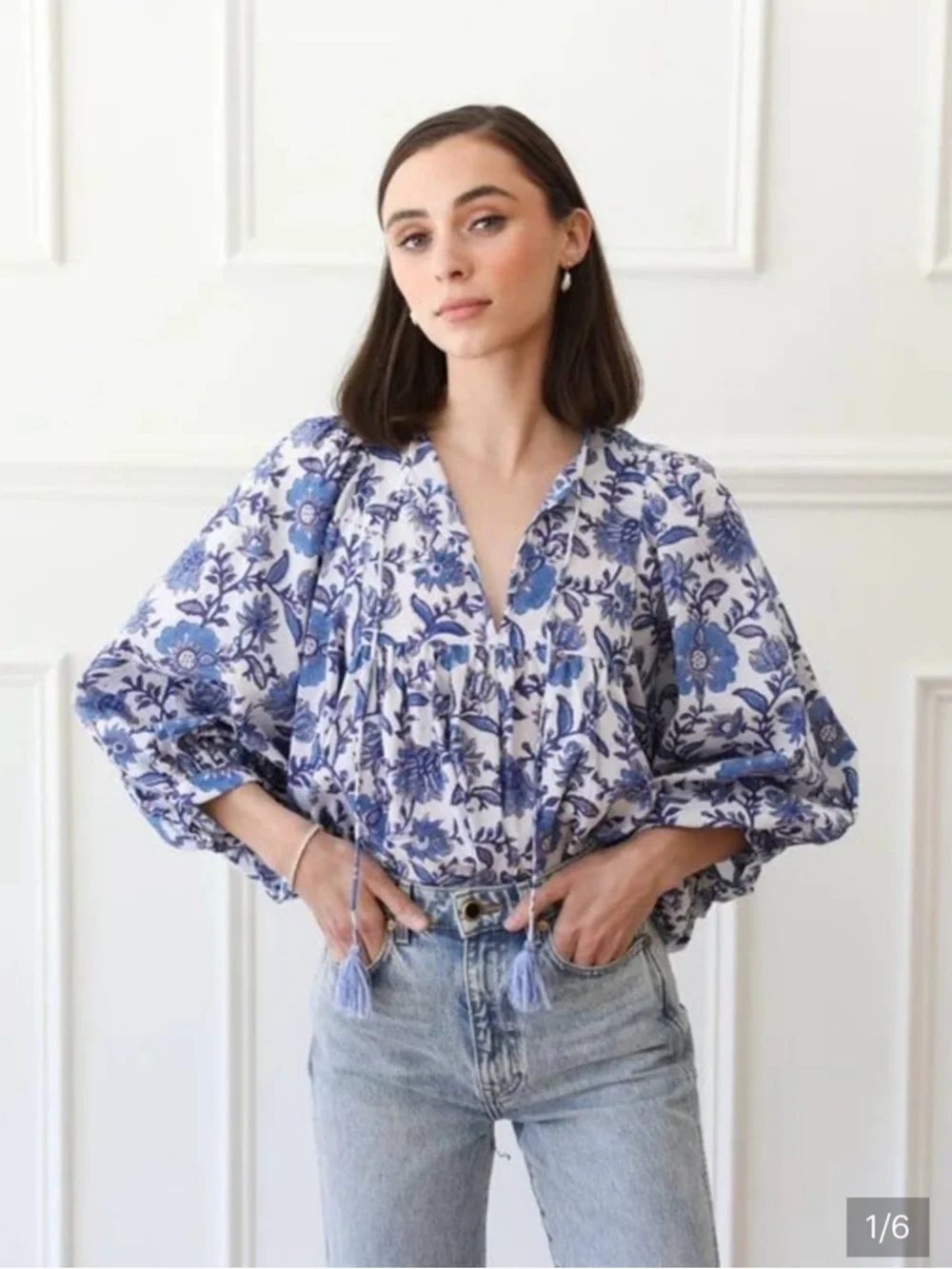 Mille Resort Thalia Top in Blue Floral Medium - Picture 3 of 11